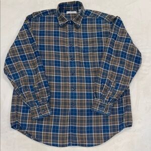 Classic Turnbury Blue and Gray Plaid Large Men's Shirt